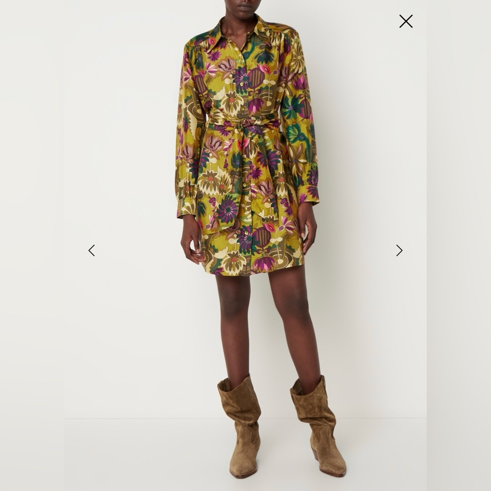Soeur Ombeline Silk Shirt Dress